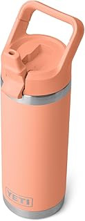 Rambler 18 oz Bottle, Vacuum Insulated, Stainless Steel with Color Matching Straw Cap, Low Country Peach