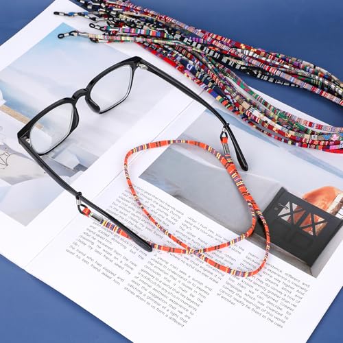 Image of Psyqtsuary Glasses Strap, 12 Pcs Colorful Glasses Holder Strap Nylon Safety Eyeglass Lanyard Vintage Boho Eye Glasses Holders Around Neck for Men and Women