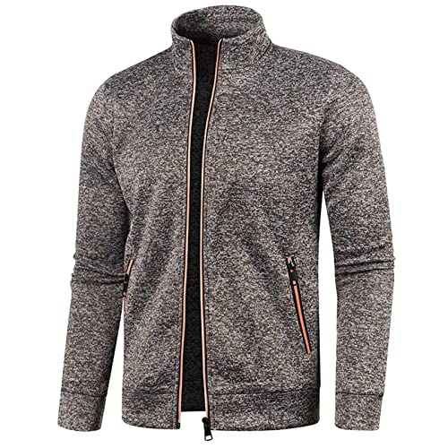 Mens Zip up Cardigan Sweater Long Sleeve Knit Sweater Collared Cardigan Sweaters Fleece Jacket with Zipper Pockets2