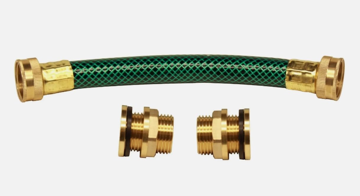 RBL020 Rain Barrel Linking Link Kit 2 Brass Bulkhead Fittings 1 Hose，Replacement for RAINPAL OEM