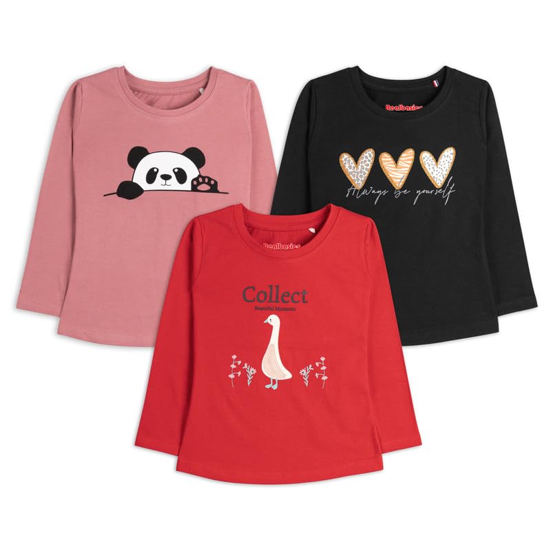 Image of Real Basics Girls Regular Fit Full Sleeves Tshirt (Pack of 3)