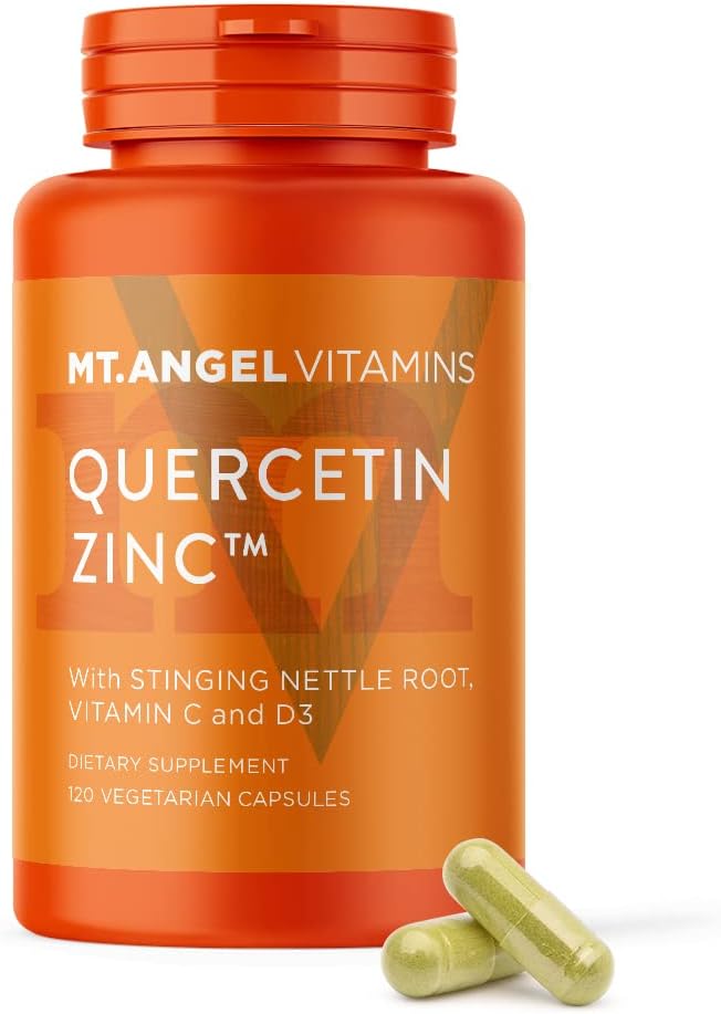 Mt. Angel Vitamins - Zinc Quercetin with Bromelain Supplement โ Immune Support & Respiratory Health - Quercetin 500mg Capsules | Zinc 50mg | Vitamin C Capsules | Immune Booster for Adults - 120ct.