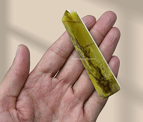 Image of Amazing Gemstone Green Opal Crystal Towers - Natural Healing Crystal Point Obelisk for Reiki Healing and Crystal Grid (3 Inch)