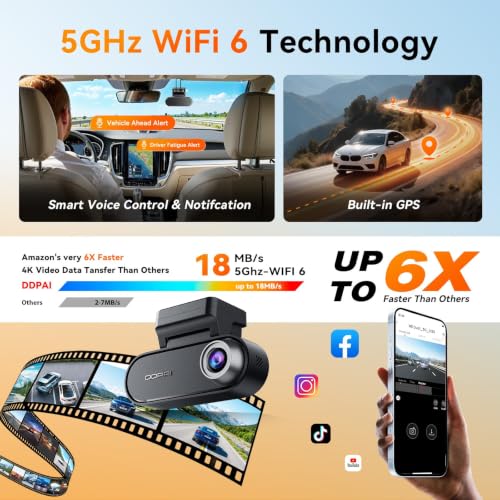 Image of DDPAI True 4K Dual Channel Dash Cam for Car Front and Rear [ 2026 Edition] | Built-in 4G LTE, GPS, ADAS, 32G eMMC Voice Control, G-Sensor, Super Capacitor, APP Control, Support 512GB TF Card, N5 Dual