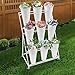 Ediess1nDT 3 Layers Flower Display Stand with 9 Pcs Plastic Buckets White Heavy Duty Moving Plant Cart Shelf with Wheels Flower Shop Iron Florist Shelf for Patio Garden Home Outdoor Metal Flower Rack