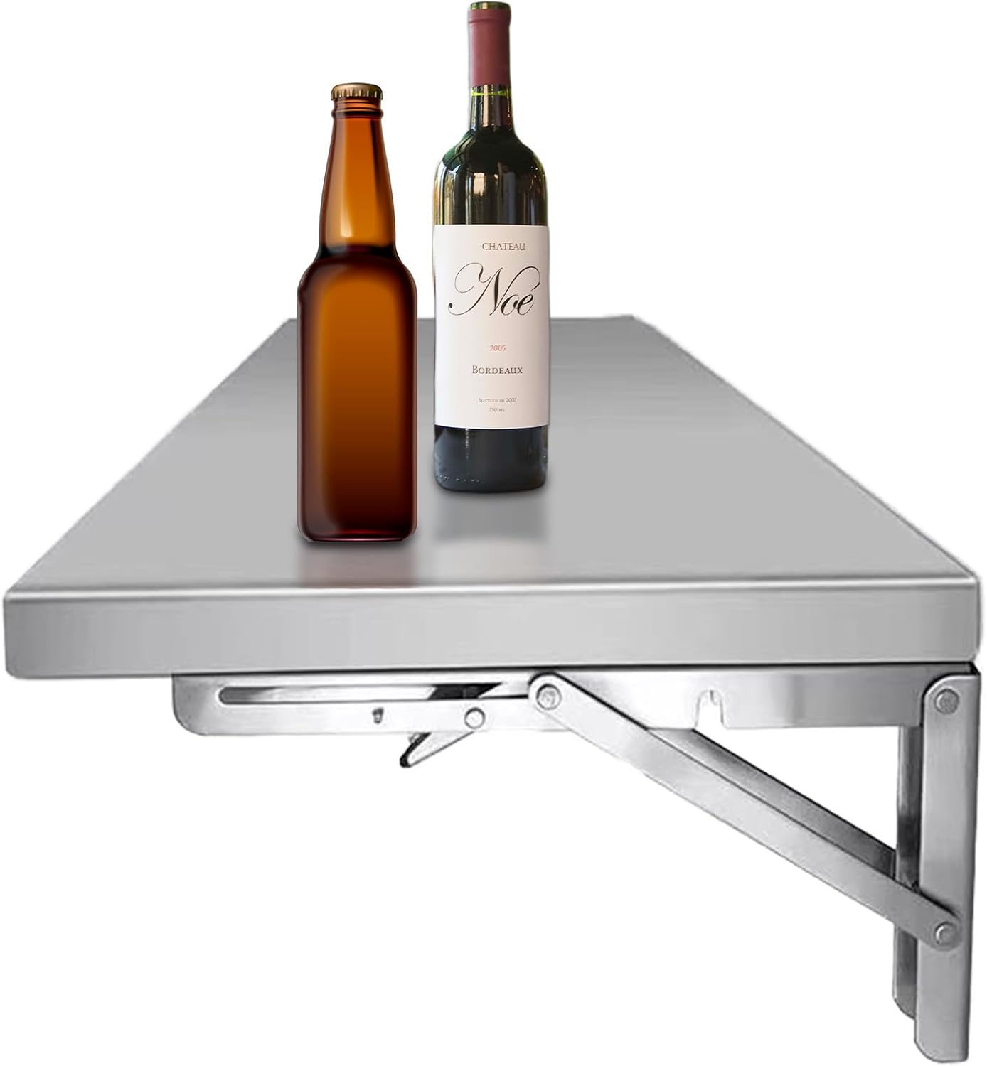 Stainless Steel Folding Concession Shelf 71x12 Inch, Drop Down Serving Food Shelf 99 lbs Capacity for Concession Stand Kitchen Restaurant Garage Laundry