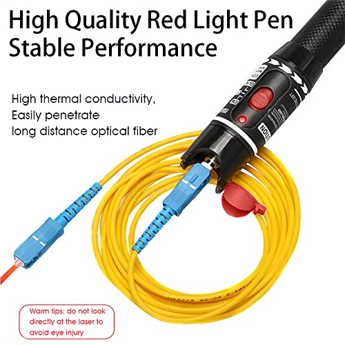 50mW Visual Fault Locator Optisches Kabel Test Pen Tester SC/FC/ST 2,5mm Schnittstelle VFL Glasfasertester 50km Reichweite für CATV Telekommunikation Multifunktionstester (Rot)