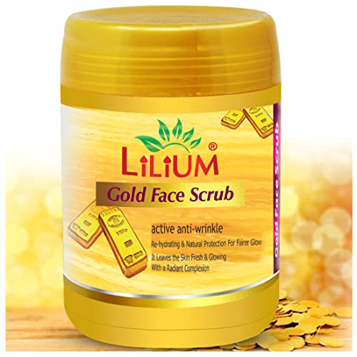 Image of Lilium Herbal Gold Face Scrub 900ml, Anti-Wrinkle, Re-Hydrating, Fairer Glow, Radiant Complexion, Leaves Skin Fresh & Glowing, Anti-Aging, Unclogged Pores, Brighter Complexion, All Skin Types