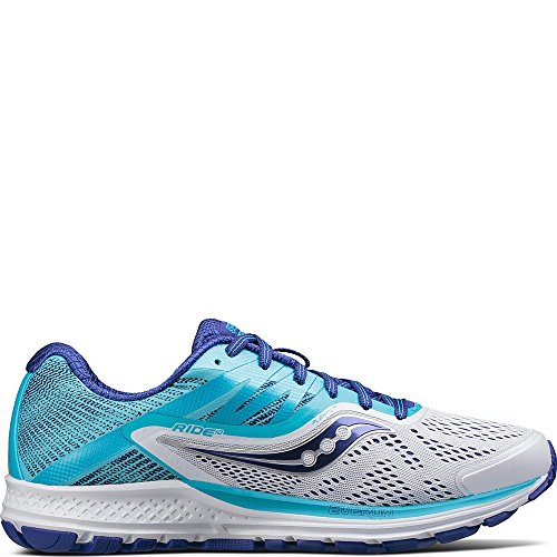 Saucony Women's Ride 10 Running Shoe, White Blue, 5 Medium US