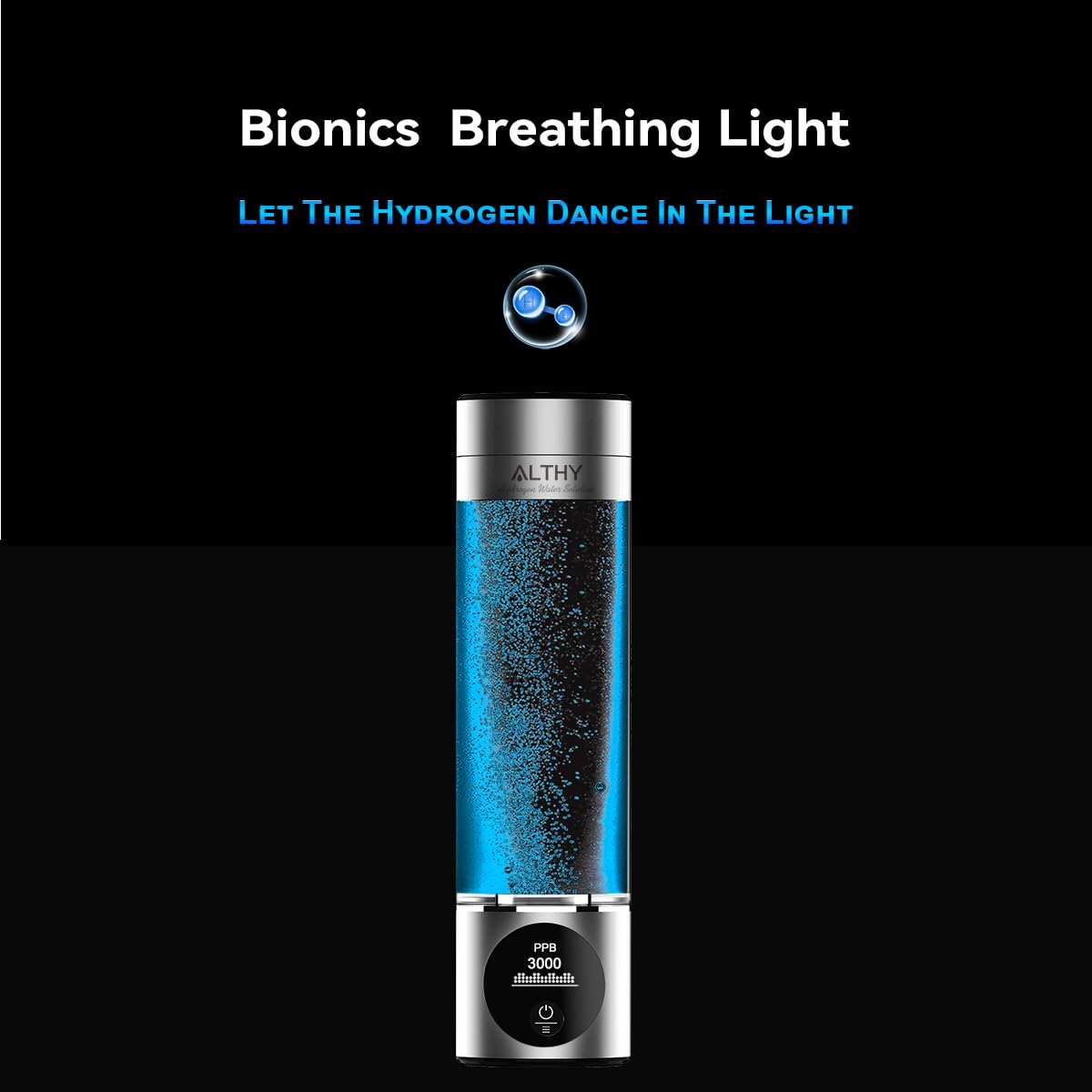 ALTHY Performance Wasserstoff-Wassergenerator-Flasche, Bionics SPE#PEM Dual Chamber Technologie, PPB & Time & Battery Display Screen