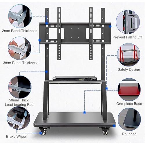 Soporte móvil para TV de piso ajustable para 32-75 pulg miniatura 3