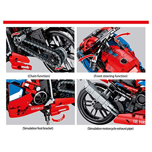 QIXIAOCYB XSuper technisches Motorrad-Modell, 857 Stück, Kettengestänge, Stoßdämpfer Rennmotorräder, kleine Partikel… – Bild 4