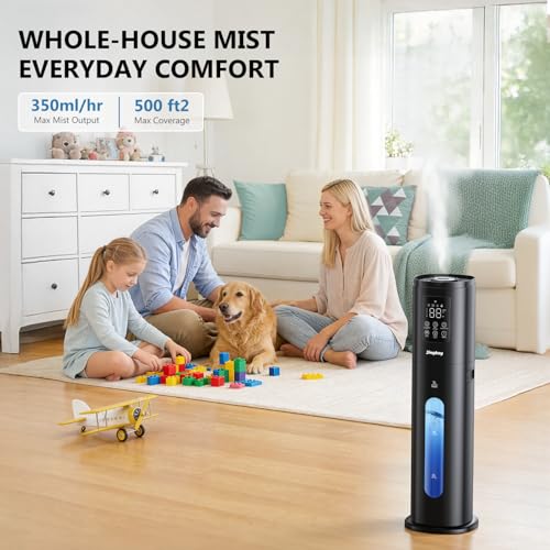 Image of Humidifiers for Bedroom Large Room Humidifiers for Home,7L /1.85Gal Large Humidifier with Smart App & Remote Control, 4 Mist Levels Cool Mist Humidifiers Black
