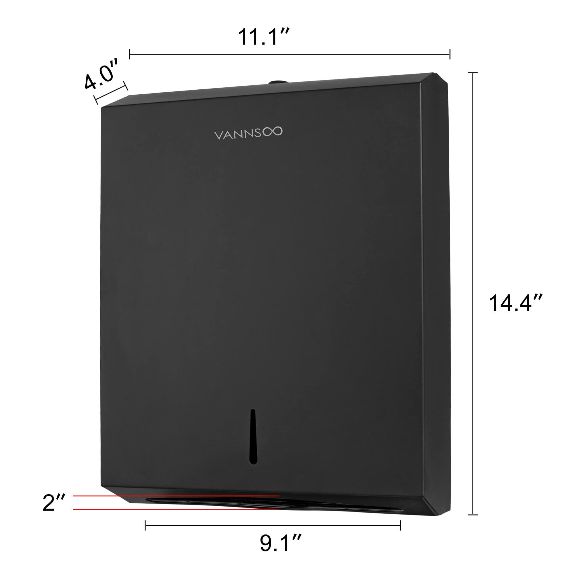 Dispensador de toallas de papel, acero inoxidable comercial, triple pliegue/plegable en C, soporte para toallas de papel, llave de montaje en pared (negro)