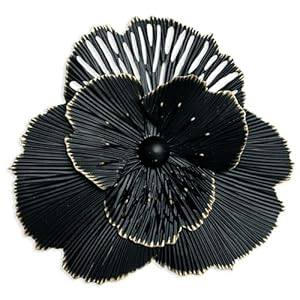 10″ Metal Flower Wall Art Decor, Rustic Modern Floral Sculpture, Distressed Iron Wall Hanging Home Decoration Accent Artworks for Indoor Kitchen Bedroom Living Office Outdoor Garden Patio (36C-Black)