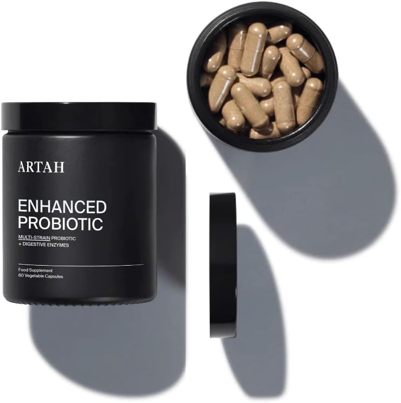 Artah Enhanced Synbiotic 60 Capsules, Multi-Strain Probiotic with Digestive Enzymes