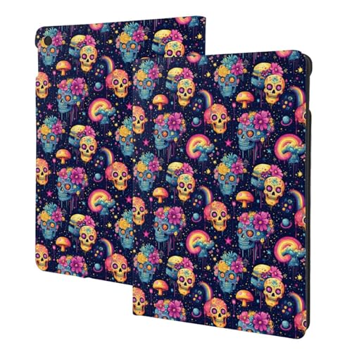 Étui iPad 10.2 compatible iPad 9e/8e/7e génération avec support folio crânes tropicaux