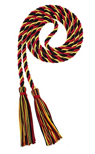 Image of Graduation Honor Cord - Black /Red /Gold - Every School Color Available - Made in USA