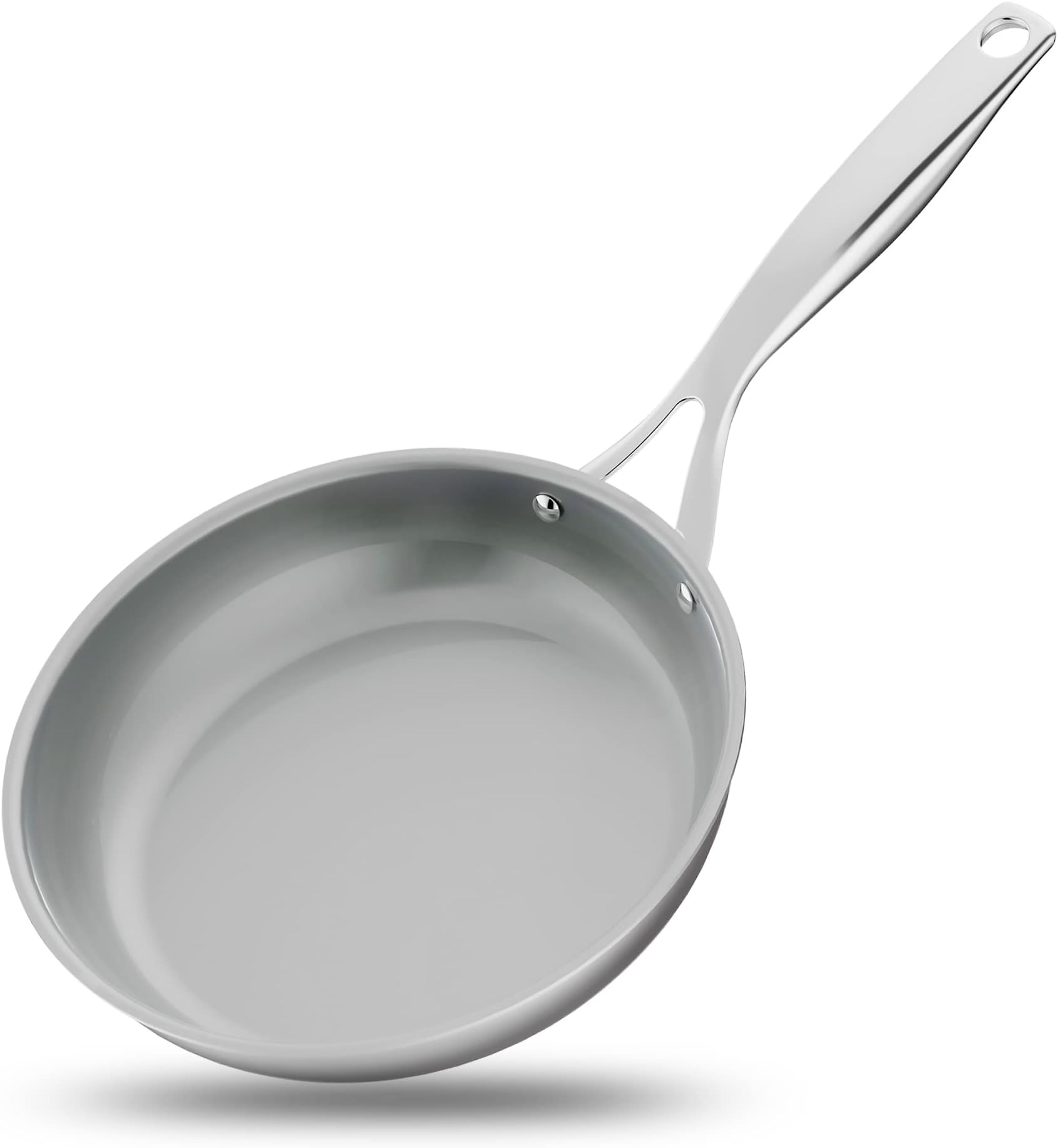 8'' Small Fry Pan-PFOA/PFOS Free Stainless Steel Stain-Resistant Frying Pan Kitchen Cookware w/Durable Ceramic Non-Stick Coating, Hollowed Cast Handles - Works w/ Model NCSSX45