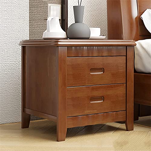 Table de chevet en bois d'hévéa massif avec 2 tiroirs chics pour chambre moderne