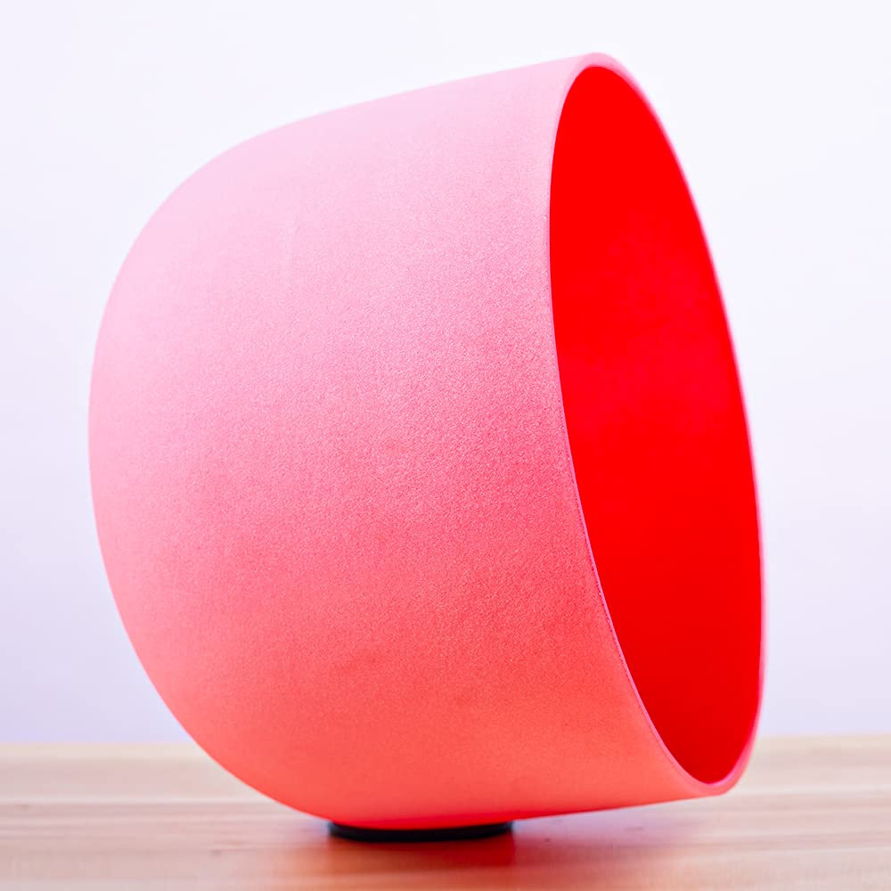 Campana tibetana in cristallo di quarzo per meditazione, yoga e relax, colore rosso satinato, 432 Hz, chakra della radice, 20,3 cm