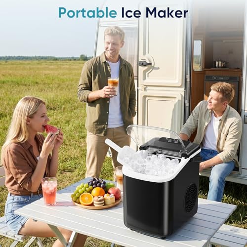 Image of DUMOS Ice Makers Countertop Ice Machine with Portable Handle Compact Size