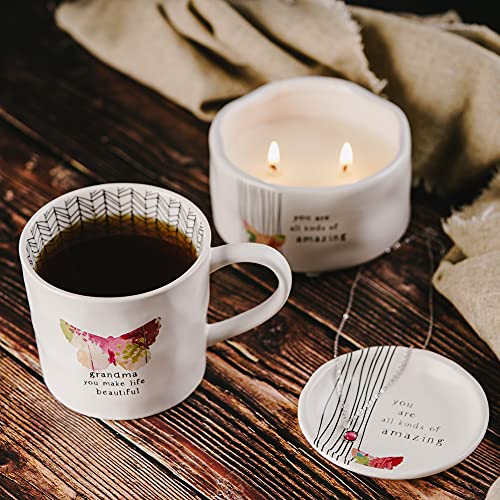 Taza de café stemless 16 oz con mariposa y rayas miniatura 7