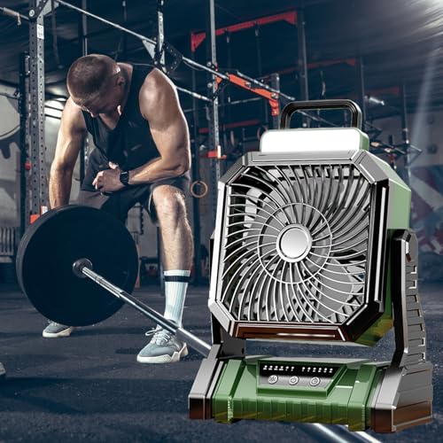 Générique Fan de camp, fan portable pour le camping | Fan de camping personnel | 5400mAh Battre à batterie de souffle à air réglable rotatif avec lanterne pour chambre de tente intérieure extérieure – Image 4