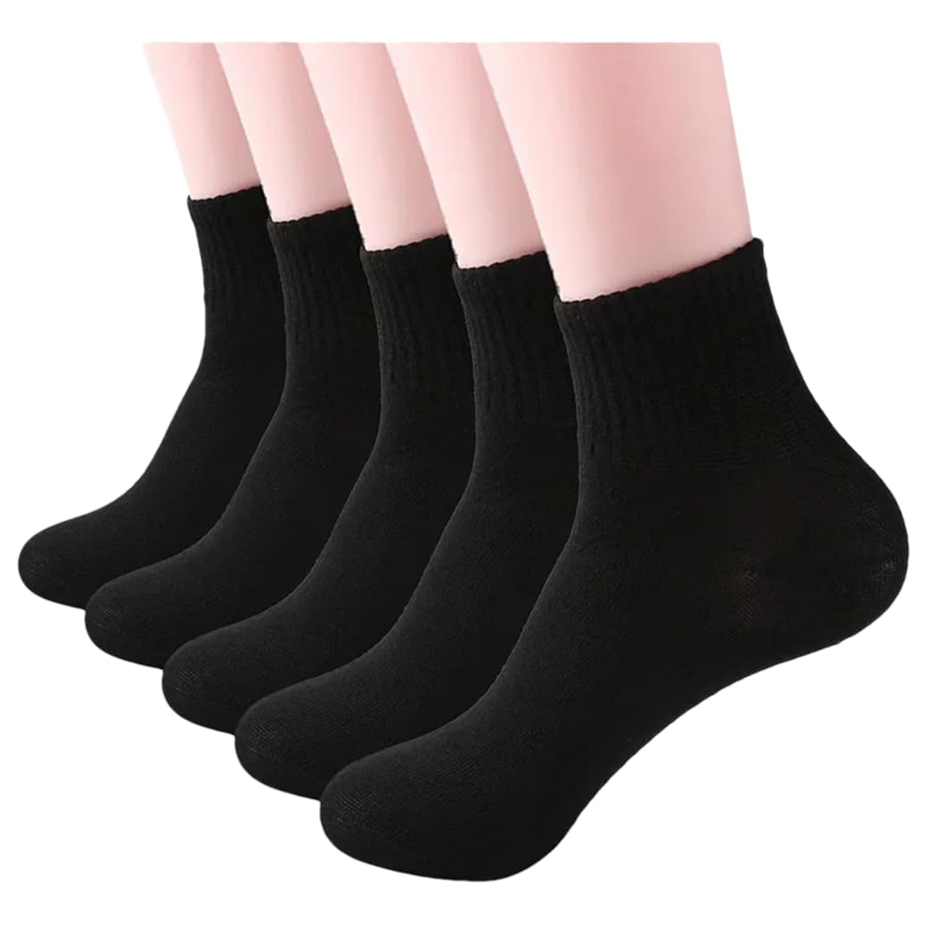 Wonen's - 5 pares de calcetines de corte bajo para hombre, transpirables, suaves, informales, caminar, correr, deportes, unisex