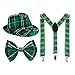 DimiGlobal St Patricks Day Hats Bow Tie and Suspenders Set for Women Men Adult Green Irish outfit Saint Pattys Day hat Green Bow Tie and Suspenders for Girls and boys St Patrick's Day Party Supplies