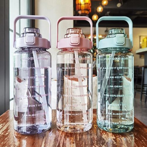 Image of Cambom Manual Food Chopper 2 L Capacity Belt Straw Transparent Motivational Water Bottles |Time Marker Leak Proof & Break-Proof (multicolor)