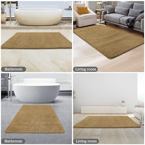 Yeaban Badezimmerläufer, 76,2 x 127,7 cm, dicker Chenille-Badteppich, saugfähig und waschbar, extra groß, rutschfest… – Ansicht 5