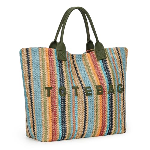 Bolso de playa de paja sintética para mujeres gran capacidad miniatura 1