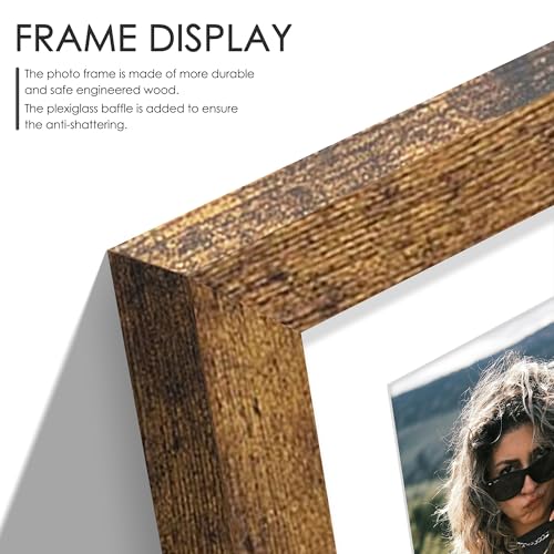 Image of DUENPY 8x10 Double Picture Frame For Displaying Double 4x6 Picture Frame for Wall Mounting or Tabletop, Brown.