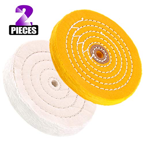 Swpeet 2Pcs 6" Polising Buffing Wheels Kit, Including White Buffing Wheel (60 Ply)