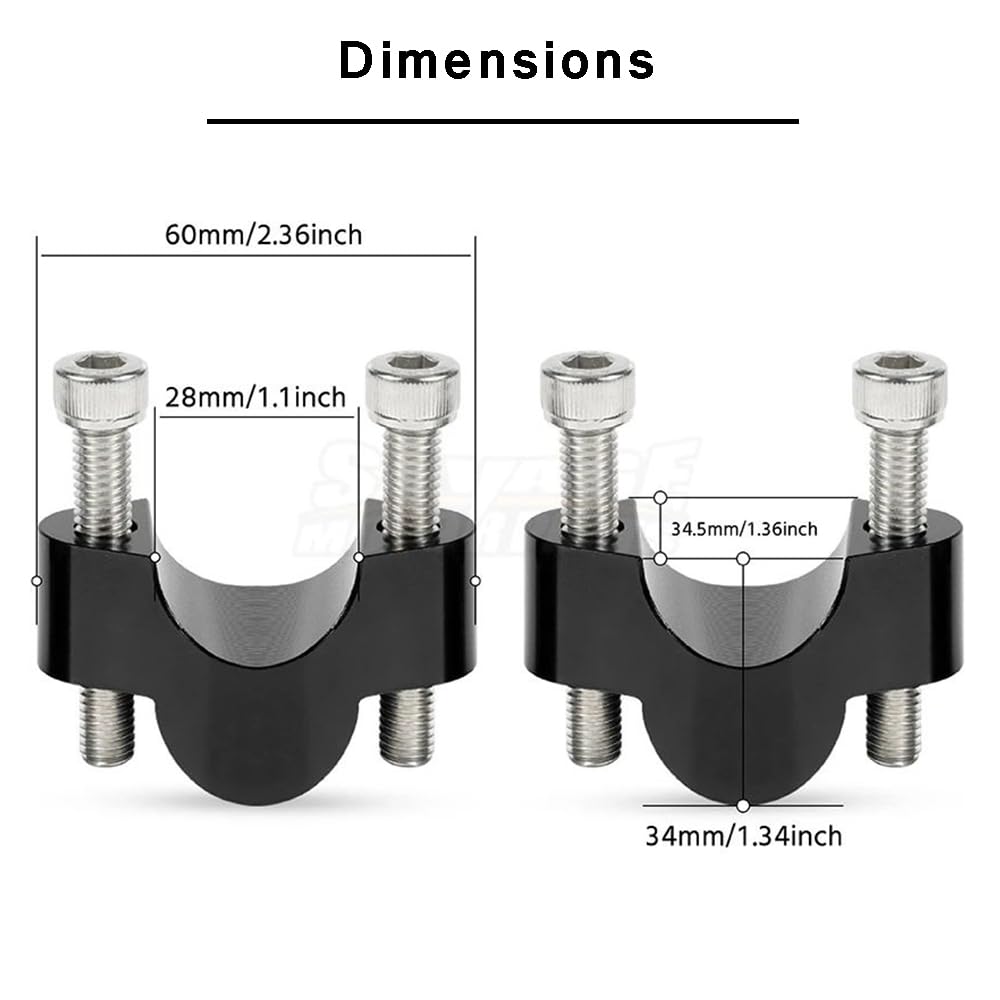 2pcs Moto Elevador Manillar Riser 28mm para CFMOTO 450MT 2024 2025 CF 800MT IBEX 800 2021 2022 2023 2024 - Negro