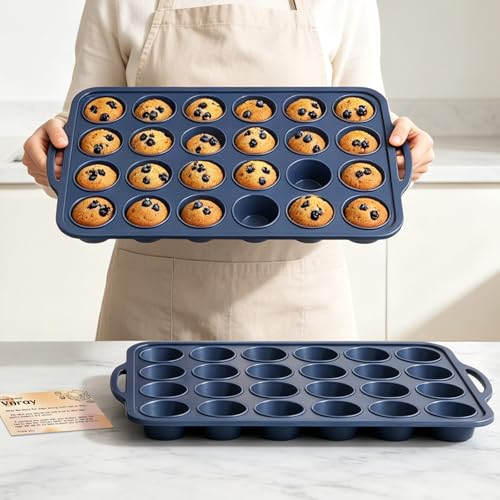 Vnray 2 Pack Mini Silicone Muffin Pan with Frame, Non Stick Cupcake Baking by Vnray - Used condition - CA$24.73