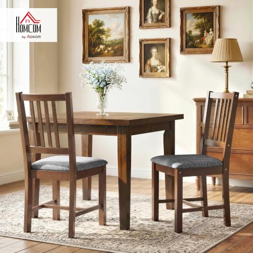 Image of HOMCOM Wooden Dining Chairs Set of 2 with Slat Back, Farmhouse, Walnut