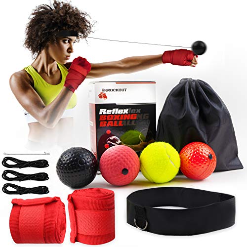 Spare Boxing Reflex Ball with Headband Set - Adjustable Boxing Headband Ball Trainer-4Pcs Punching Ball Progressive Difficulty Levels-Boxing Training Spare Boxing Reflex Ball with Headband Set - Adjustable Boxing Headband Ball Trainer-4Pcs Punching Ball Progressive Difficulty Levels-Boxing Training