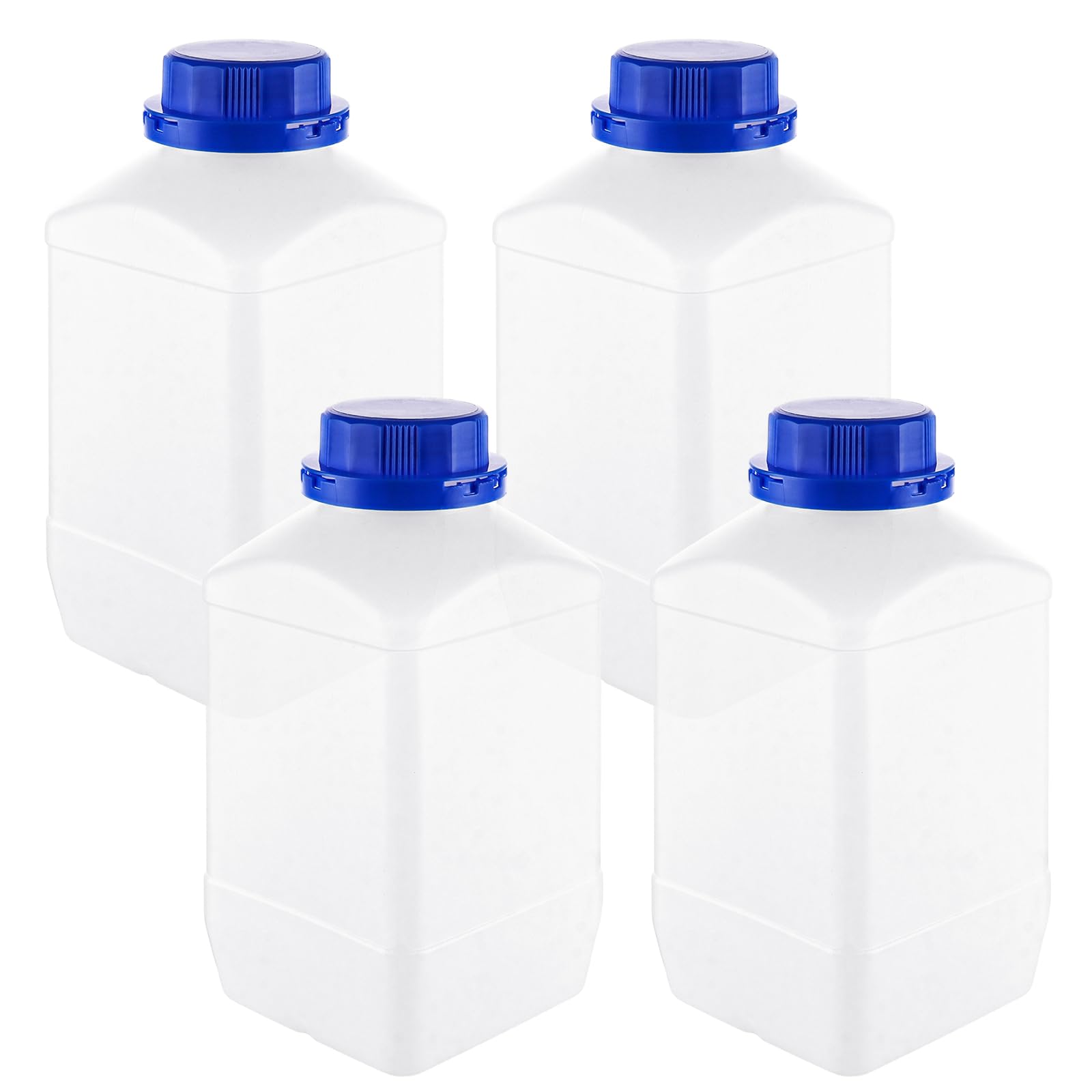 4 botellas de boca ancha de 2000 ml con cierre de rosca, botella de plástico de boca ancha vacías para laboratorio, cocina o hobby