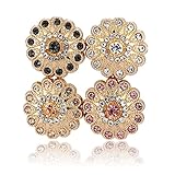 INLOLLY Strong Hijab Magnets Rhinestone Scarf Magnets for Hijab Magnetic Pins for Scarves Hijab Scarf for Women Girls Hijab Niqab Muslim Islamic Turban (FlowerB-Black+Clear+Gold+Pink)
