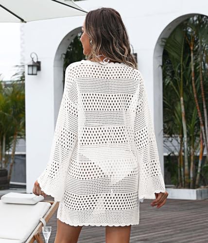 Womens Bathing Suit Cover Up, Beach Swimsuit Bikini Crochet Coverups Knitted Beachwear Dress 2025 Vacation Outfits4