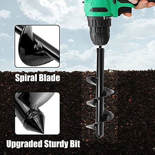 4" X 12" Easy Planter Garden Auger - Seedlings & Bedding Plant, Umbrella Hole Digger Ice Hole Digger Solid Shaft Auger,Plant Flower Bulb Auger Post Hole Digger For 3/8” Hex Drive Drill #TOP2