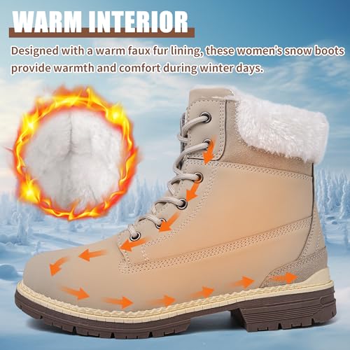 Winter Boots for Women Snow Boots Waterproof Fur Lined Warm Hiking Boots Ladies Lace Up Walking Boots Anti-Slip Lightweight Outdoor Ankle Boots3