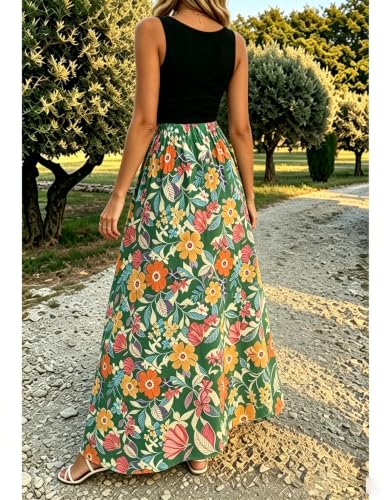 Image of Bluetime Women's Summer Boho Sleeveless Floral Print Tank Long Maxi Dress (S-3XL)