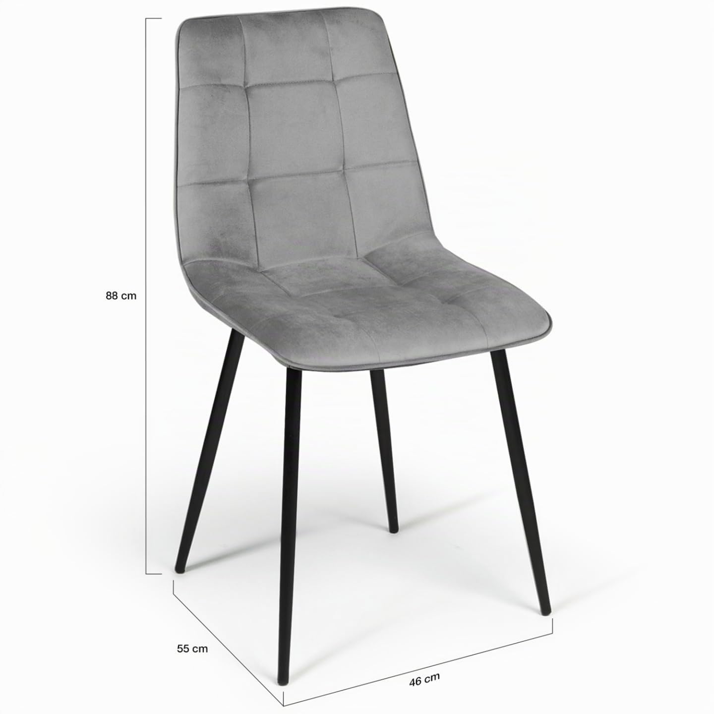 IDMarket - Juego de 4 sillas Mila de terciopelo Mix Color Pastel Azul, Gris Claro, Gris Oscuro, Rosa