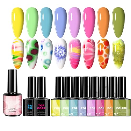 Kit de esmalte de uñas de gel Multi-color Nail Arts Kit, colección polaca UV Soak-Off | Acabado rápido con brillo brillante, aplicación fácil para manicura profesional, bodas, vacaciones de verano