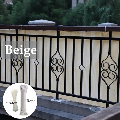 YXINAER Seitenmarkise Ausziehbar Beige Balkon Sichtschutznetz Zaun Abschirmung Windschutz Wohnung Balkon Terrasse Unterstand Sichtschutznetz(0.8x4m)