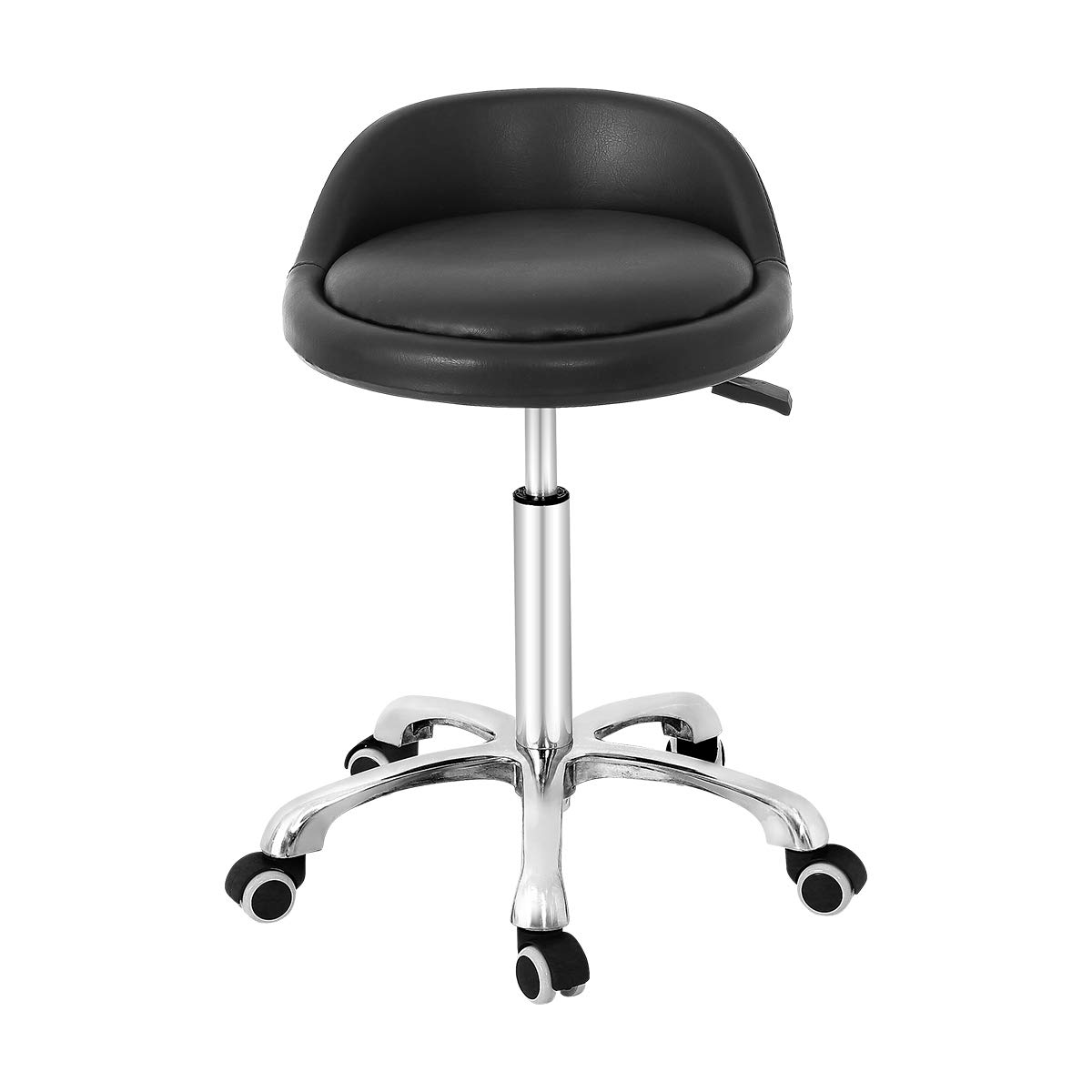Grace&GraceGrace & Grace Professional Gilder Series with Backrest Comfortable Seat Rolling Swivel Pneumatic Adjustable Heavy Duty Stool for Shop, Salon, Office and Home (Extra Large Seat, Black)