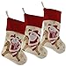 Wewill Lovely Christmas Stockings Set of 3 Santa, Reindeer, Snowman Xmas Character 3D Plush Hanging Tag Knit Border 17-Inch (2)